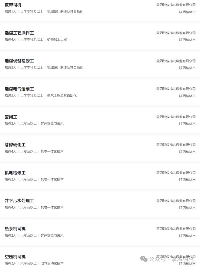 榆林及周边国企煤矿化工等招聘信息找工作就业推荐（20241207更新）(图3)