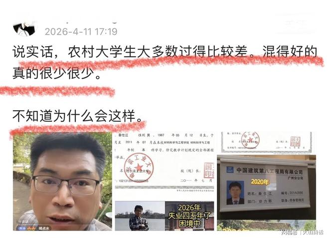 哈工大毕业失业四五年被吐槽！网友：农村大学生大多数过得比较差(图1)